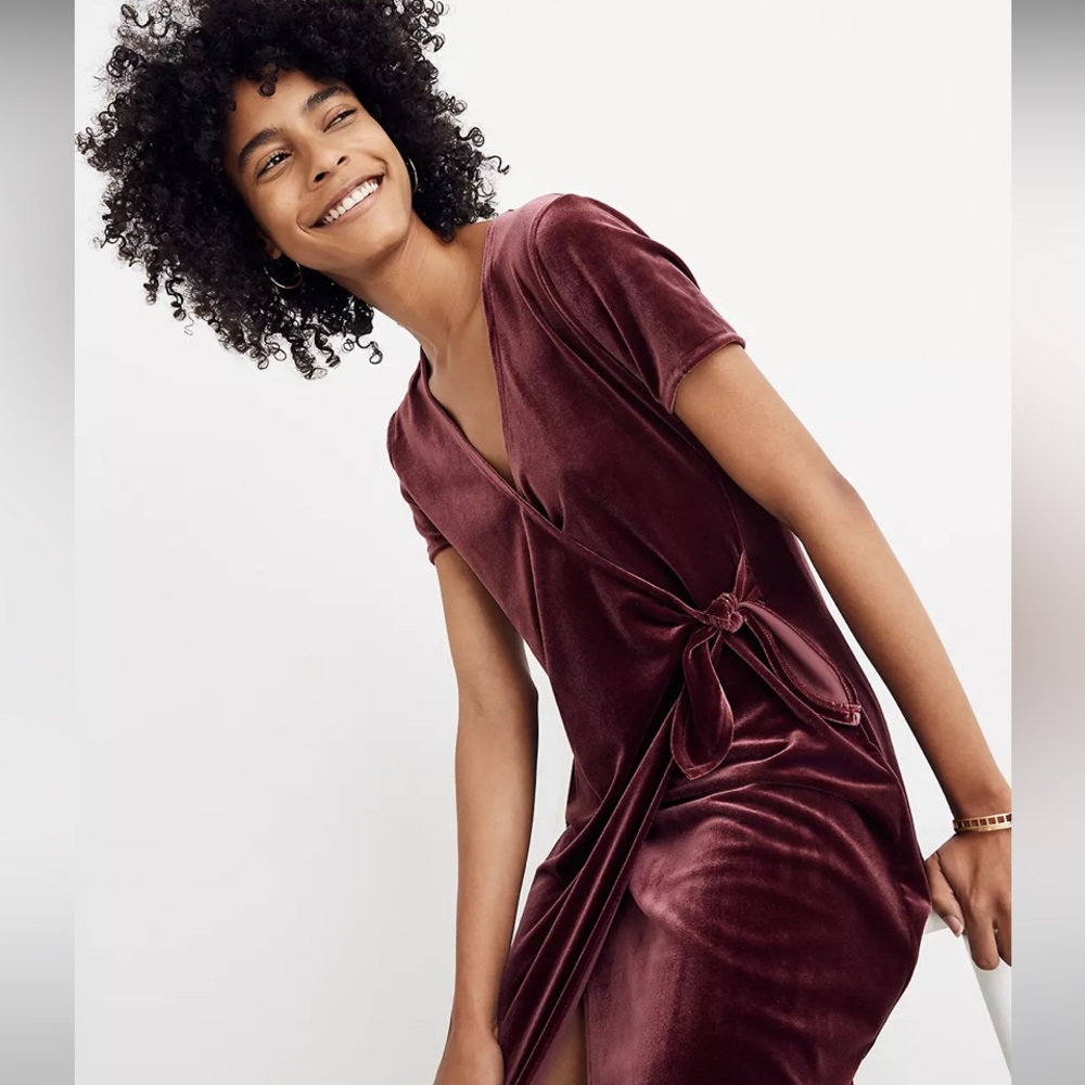 Madewell velvet side-tie dress